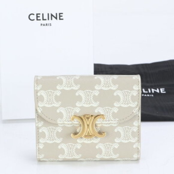 Celine Flap Trifold Triomphe Leather Wallet Long - Picture 1 of 9